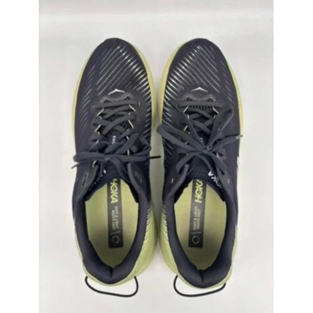 Hoka Rincon 3 Mens 9.5D Black Green Glow Lightweight Running Shoes 1119395 BGBT